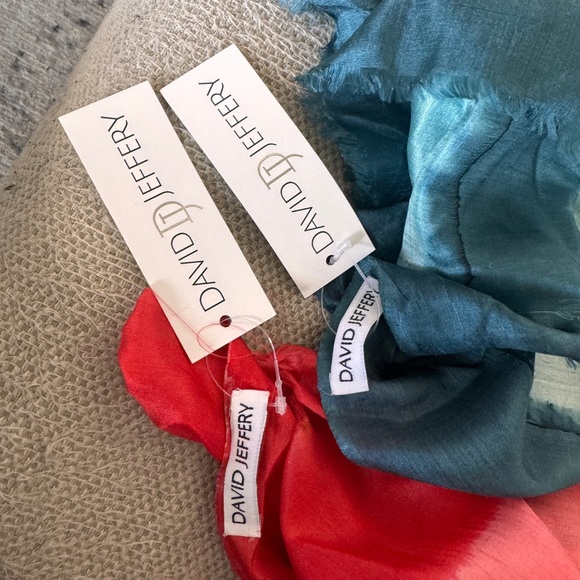 NWT - 100% silk scarves - shades of blue and shades of red - Picture 3 of 3